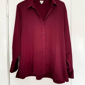 a new day Wine Button-Down Blouse